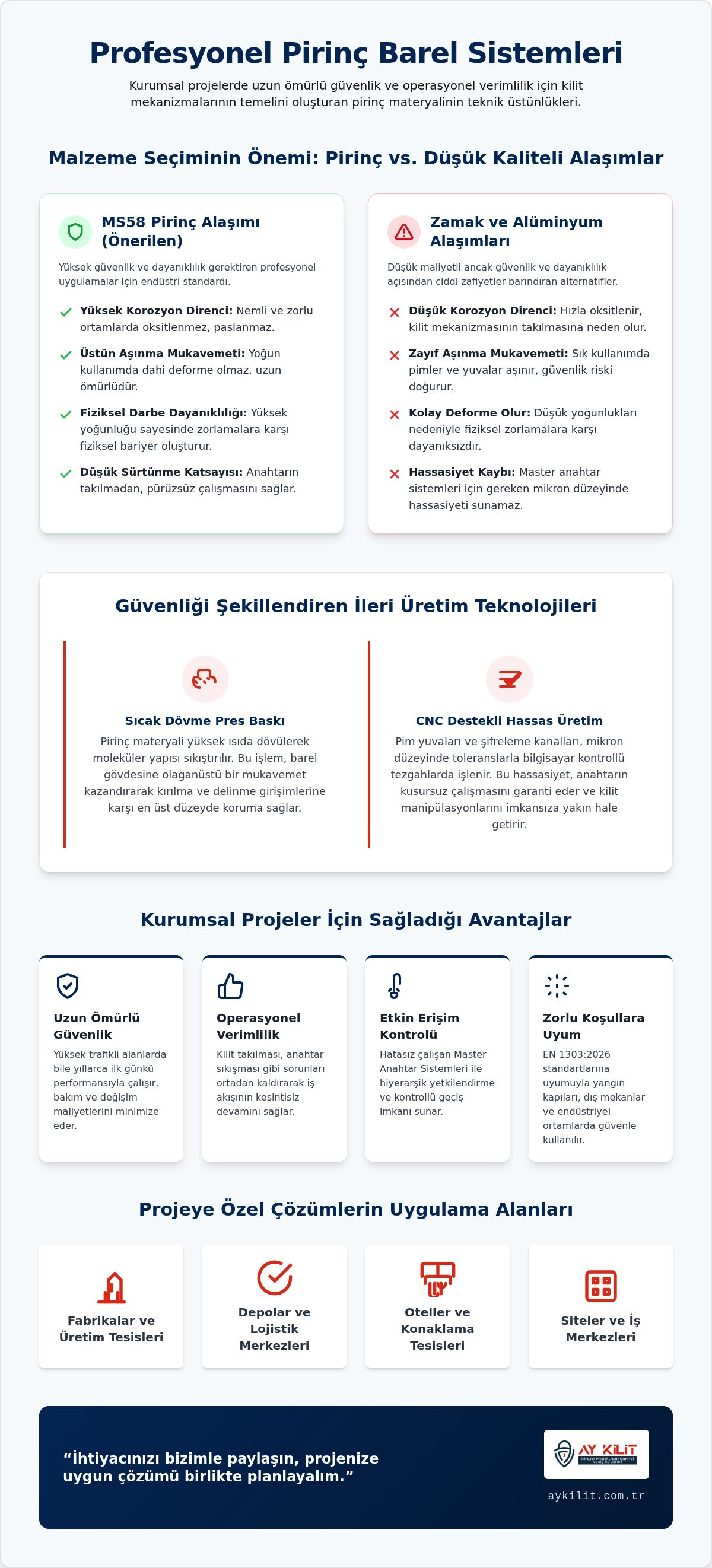 Pirinç Barel Üreticileri: Yüksek Güvenlikli Kilit Sistemlerinde Materyal ve Üretim Teknolojileri